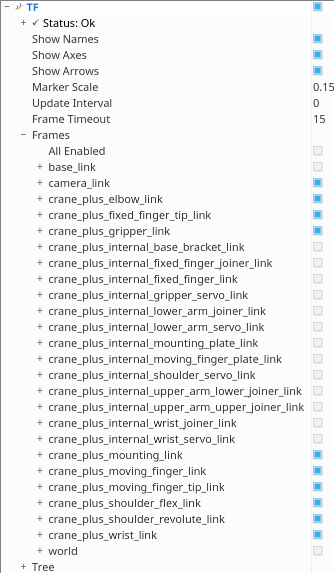 Choosing task frames to display