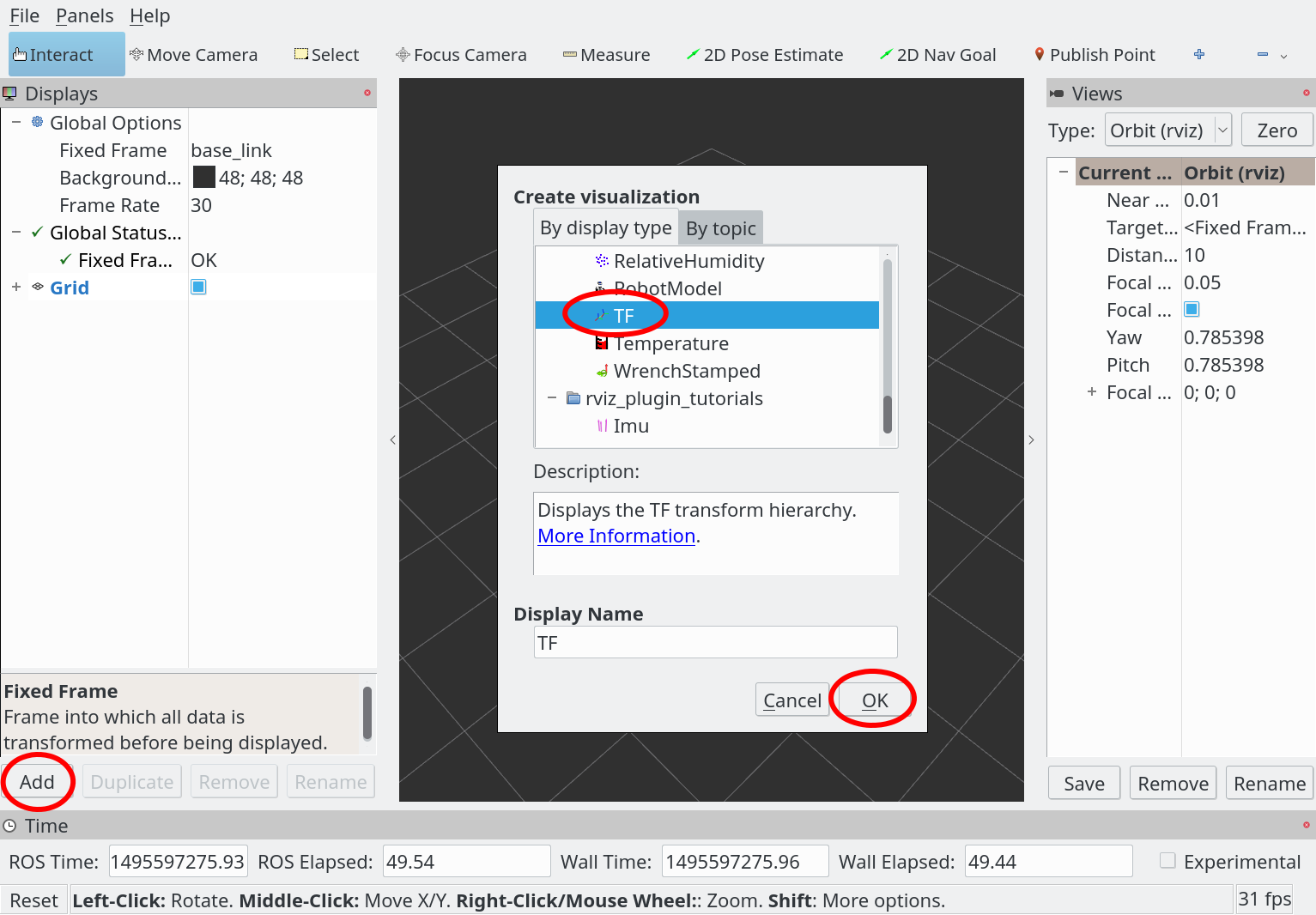 Adding TF to rviz