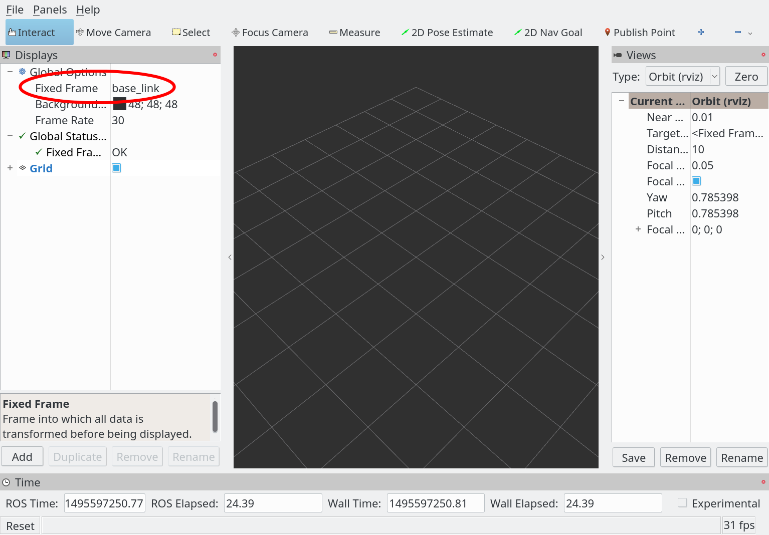 Setting the fixed frame