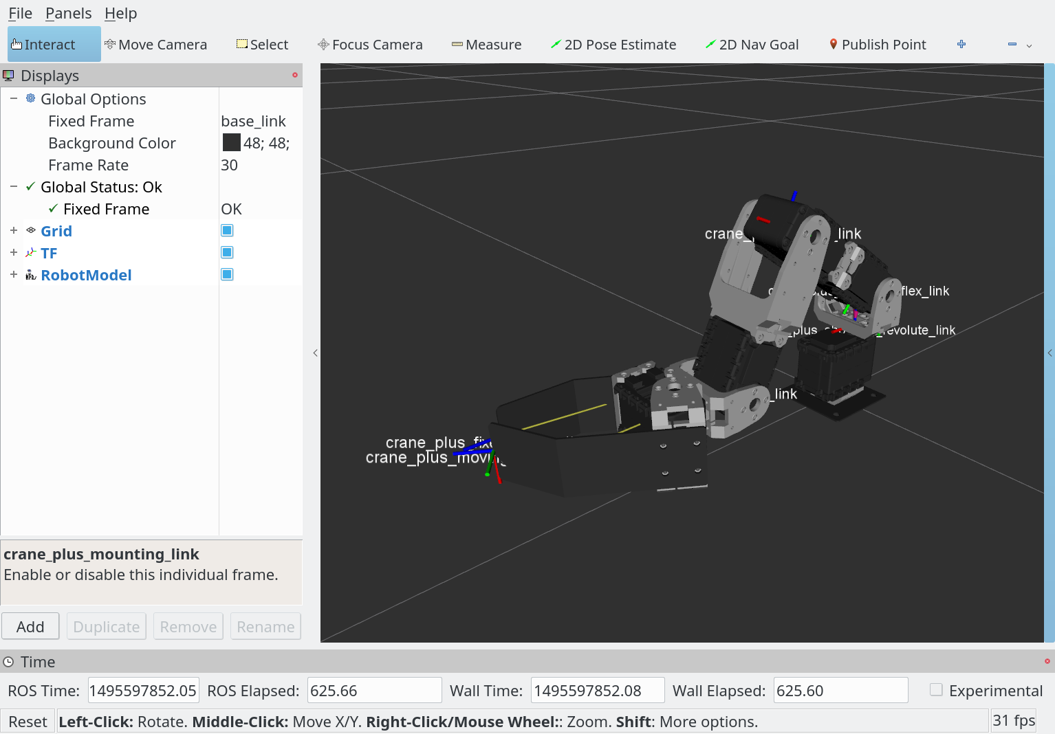 Showing the robot model